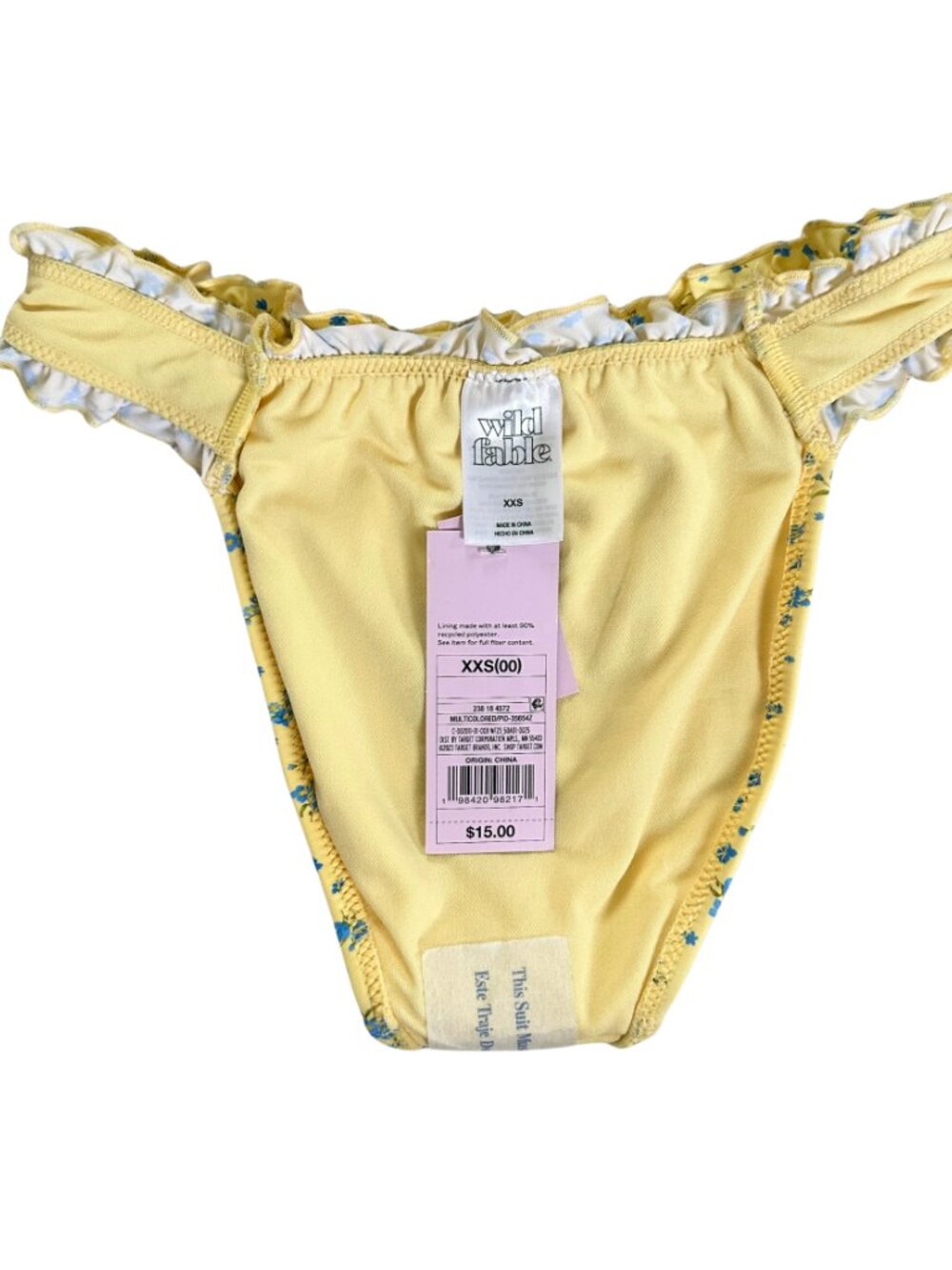 Wild Fable Yellow Floral Bikini Bottom XXS Ruffle Aesthetic High Leg - Picture 4 of 5